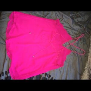 Bring pink open back summer top